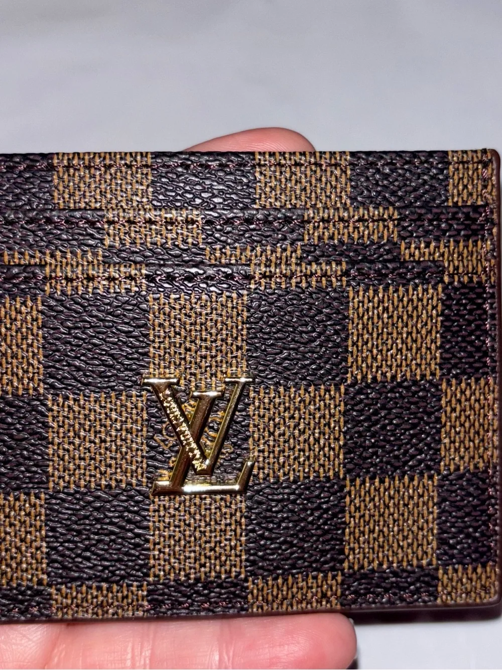 Brand new Set  Damier Card Holder in Brown with Gold LV